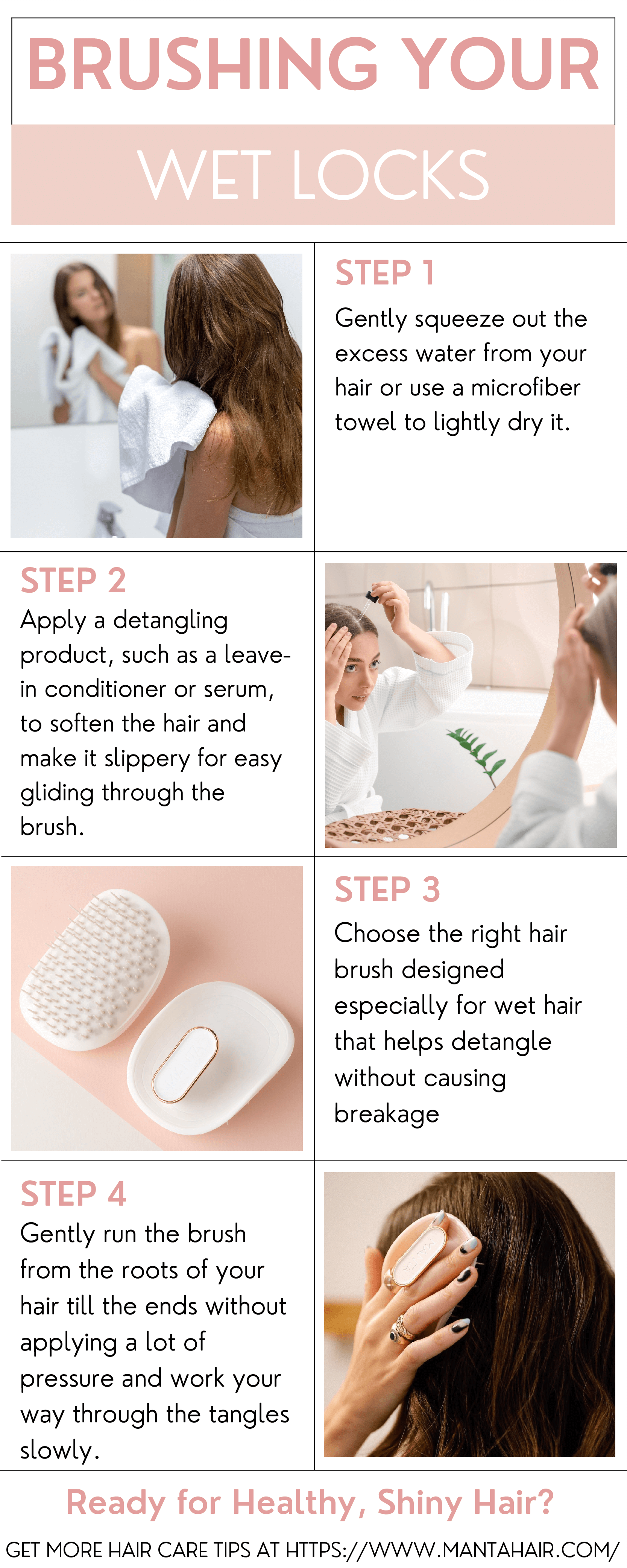 If you're tired of struggling to brush your wet hair, it might be time to invest in the right hair brush. This informative infographic will help you understand the importance of selecting the correct brush for your hair type and texture. With tips on how to choose the right Manta brush and the best way to use it on wet hair, you'll be able to achieve the smooth, tangle-free locks you've been dreaming of.