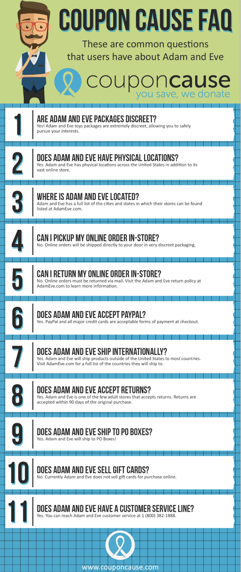 Adam and Eve Toys Coupon Cause FAQ (C.C. FAQ) [INFOGRAPHIC